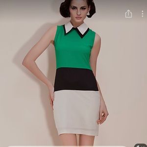 Tri-color tight mini dress